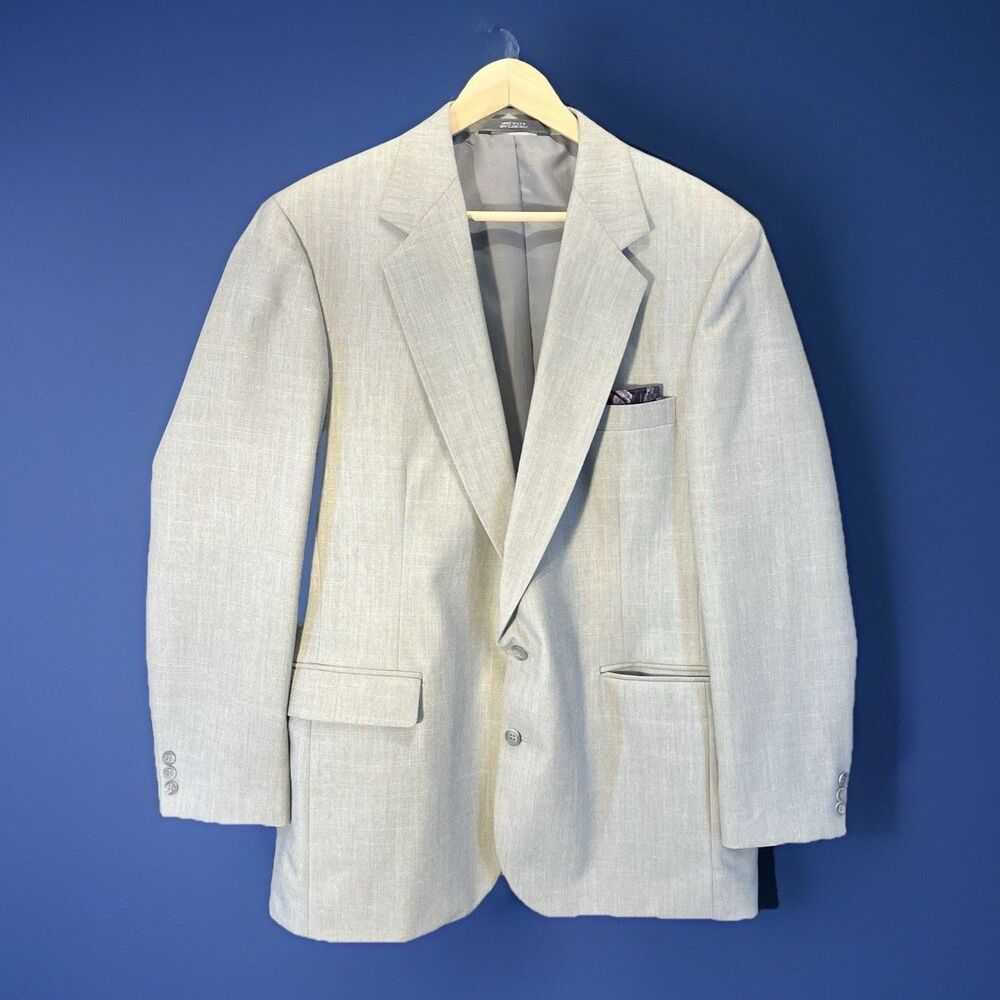 Haggar Linen-Blend Sport Coat Three-Button Lightweight Blazer Men's 44L Gray